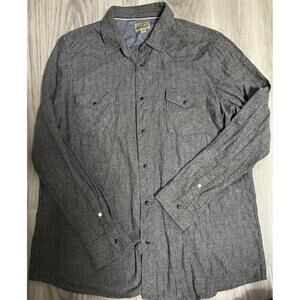 Roebuck & Co. Men's‎ Gray Herringbone Casual Button-Up Shirt XXL Tall flannel